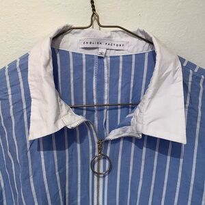 English Factory size small blue and white striped top